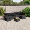 vidaXL 8 pcs conjunto sof&aacute;s de jardim com almofad&otilde;es vime PE preto
