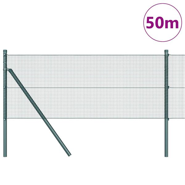 vidaXL Poste de Cerca Verde 50 x 0,8 m (malha de 12 x 12 mm) A&ccedil;o e PVC