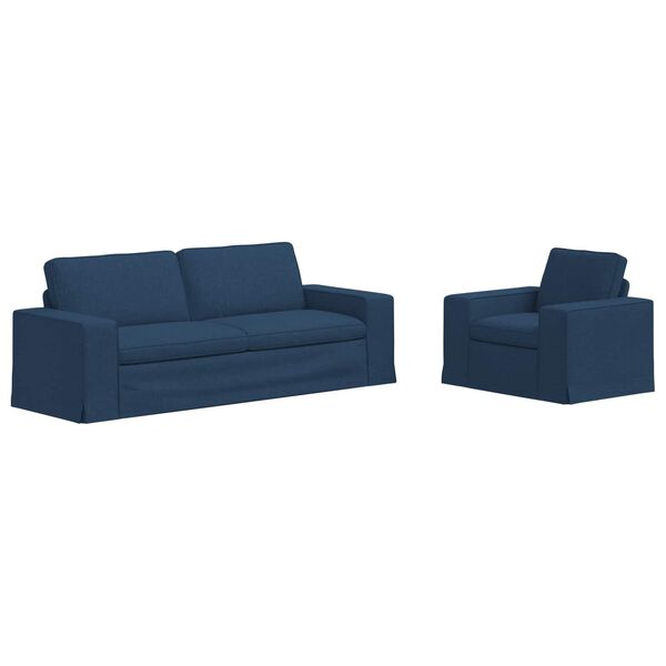 vidaXL Sof&aacute; 2 pcs Azul Dimens&otilde;es gerais: 222 x 80 x 82 cm (L x P x A)