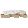 vidaXL Conjunto de Sof&aacute; de Jardim 9 unid. Bege vime PE