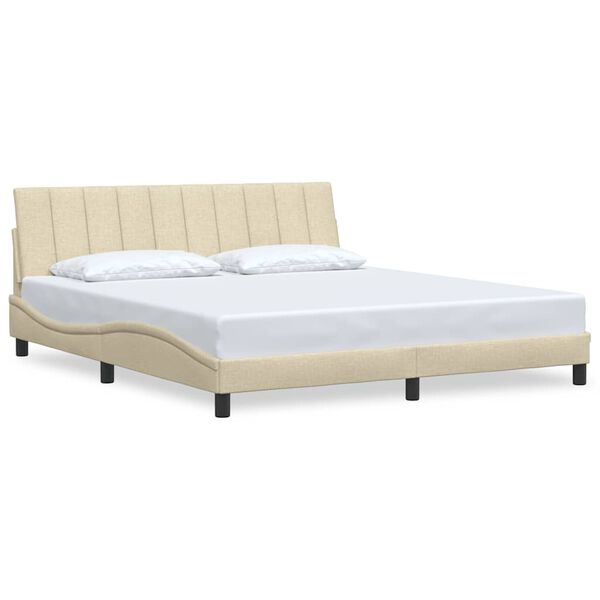 vidaXL Estrutura de cama sem colch&atilde;o Hanko 180x200 cm tecido cor creme