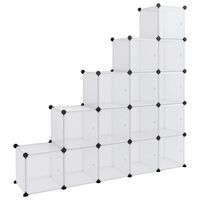 vidaXL Organizador de arrumação com 15 cubos e portas PP transparente