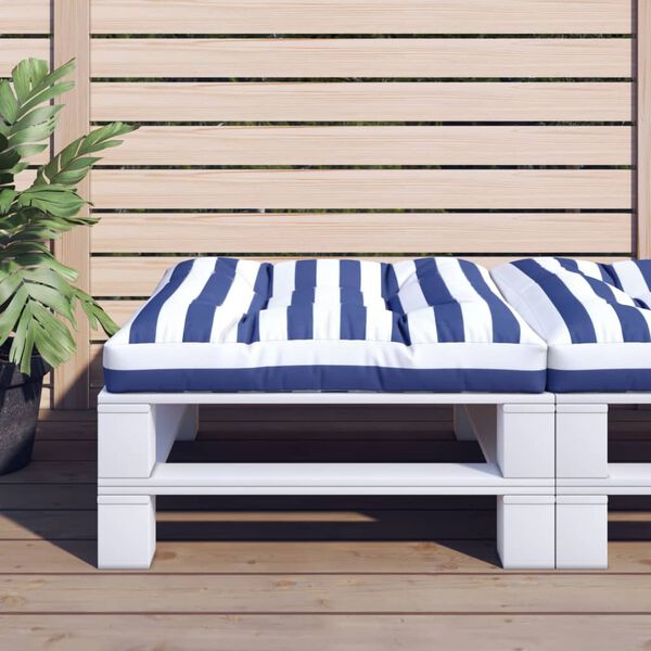 vidaXL Almofad&atilde;o para sof&aacute; de paletes 70x70x12 cm tecido azul/branco