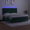 vidaXL Cama box spring c/ colch&atilde;o/LED 160x200 cm veludo verde-escuro