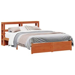 vidaXL Estrutura da Cama com cabeceira Marrom Cera 120 x 200 cm