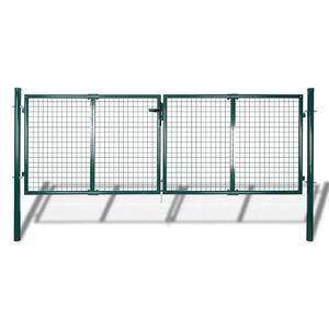 vidaXL Port&atilde;o de cerca em a&ccedil;o 300x100 cm verde