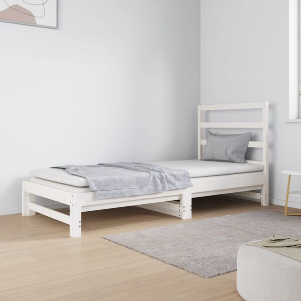 vidaXL Estrutura sof&aacute;-cama de puxar 2x(90x190) cm pinho maci&ccedil;o branco