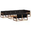 vidaXL Conjunto de Sof&aacute;s para Exterior 9 pcs Natural e Preto