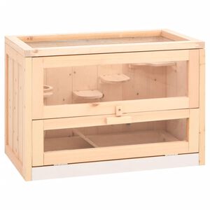 vidaXL Gaiola para hamster 60x35,5x42 cm madeira de abeto maci&ccedil;a