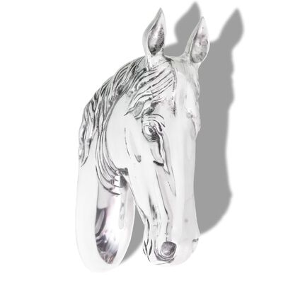 vidaXL Cabeça de cavalo decorativa de parede alumínio prateado