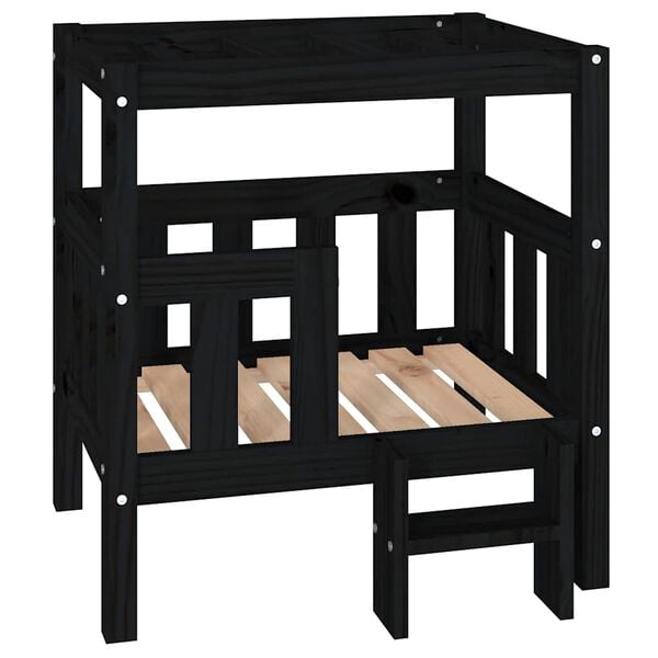 vidaXL Cama para c&atilde;es 65,5x50,5x70 cm madeira de pinho maci&ccedil;a preto