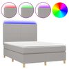 vidaXL Cama box spring c/ colch&atilde;o e LED 140x190 cm tecido cinza-claro