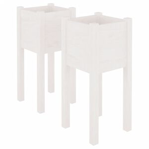 vidaXL Vasos/floreiras de jardim 2 pcs 31x31x70 cm pinho maci&ccedil;o branco