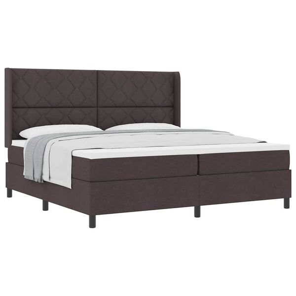vidaXL Cama Box com colch&atilde;o Castanho escuro 200 x 200 cm tecido