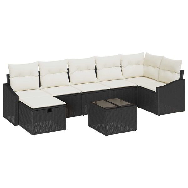 vidaXL Conjunto de Sof&aacute; de Jardim 8 pcs Preto 55 x 62 x 69 cm