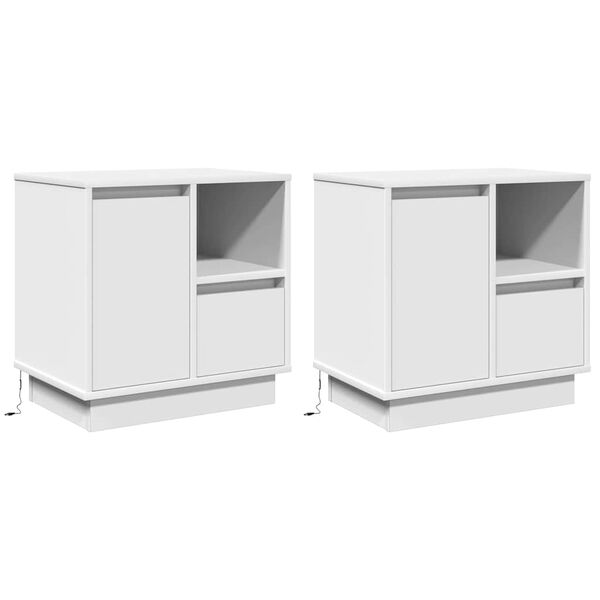 vidaXL Arm&aacute;rio de Cabeceira com gaveta 2 pcs Branco 50 x 34,5 x 50 cm.