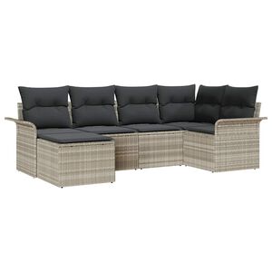 vidaXL Conjunto de Sof&aacute; de Jardim 6 unid. Cinzento-claro vime PE