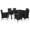 vidaXL 7 pcs conjunto de jantar para exterior vime PE preto