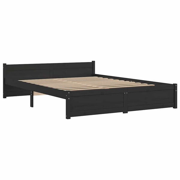 vidaXL Estrutura de cama king 150x200 cm madeira maci&ccedil;a preto