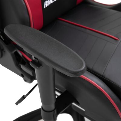 vidaXL Cadeira de gaming c/ apoio pés couro artificial vermelho tinto