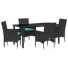 vidaXL Conjunto de Mesa e Cadeiras 5 pcs Preto Rattan de PE