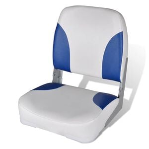 vidaXL Assento de barco c/ encosto dobr&aacute;vel e almofada azul/branco