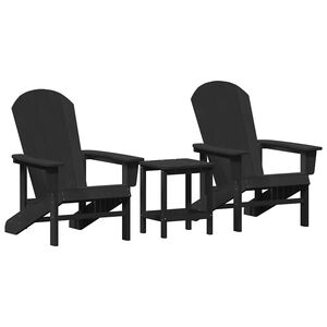 vidaXL Cadeira de Jardim 3 pcs Preto Polietileno