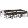 vidaXL 11 pcs conjunto jantar p/ jardim c/ almofad&otilde;es vime PE castanho