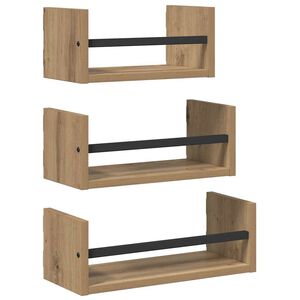 vidaXL Conjunto de prateleiras de parede 3 unid. Carvalho Artesanal
