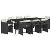 vidaXL Conjunto de Jantar para Jardim 9 unid. Preto vime PE