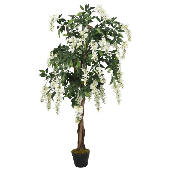 vidaXL Glicínia artificial 1470 folhas 200 cm verde e branco