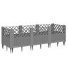 vidaXL Vaso/floreira jardim c/ estacas 123,5x43,5x43,5 cm cinza-claro