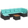 vidaXL Conjunto de Sof&aacute; de Jardim com almofada 8 pcs Preto vime PE