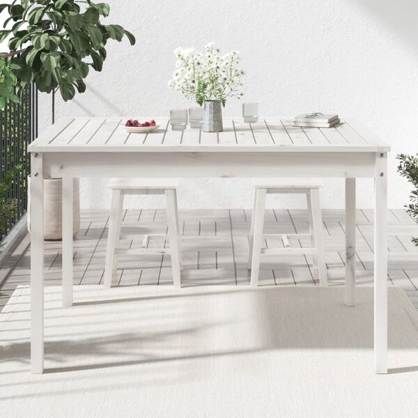 vidaXL Mesa de jardim 121x82,5x76 cm madeira de pinho maci&ccedil;a branco