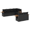vidaXL 7 pcs conjunto de sof&aacute;s p/ jardim c/ almofad&otilde;es vime PE preto