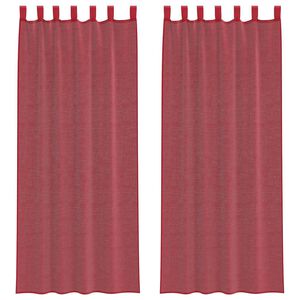 vidaXL Cortinas de voile com la&ccedil;os 2 pcs vermelho tinto 140x260 cm