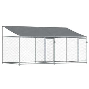 vidaXL Jaula para c&atilde;o com telhado/portas 4x2x2 m a&ccedil;o galvanizado cinza