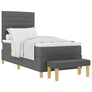vidaXL Cama Box com cabeceira Cinzento escuro 200 x 90 cm tecido