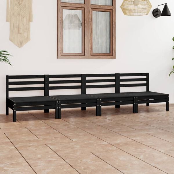 vidaXL 4 pcs conjunto lounge de jardim pinho maci&ccedil;o preto