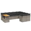 vidaXL 10 pcs conjunto sof&aacute;s de jardim c/ almofad&otilde;es vime PE cinzento