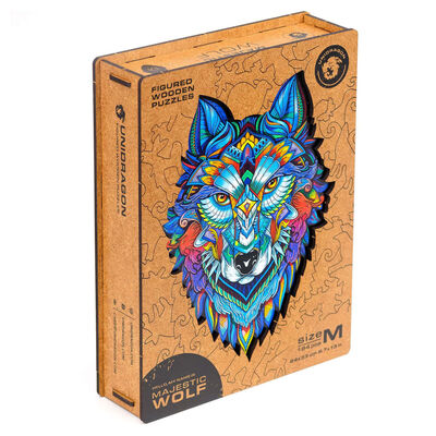 UNIDRAGON Puzzle de madeira 184 pcs Majestic Wolf Medium 24x33 cm