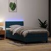 vidaXL Cama box spring c/ colch&atilde;o e LED 80x220 cm veludo azul-escuro
