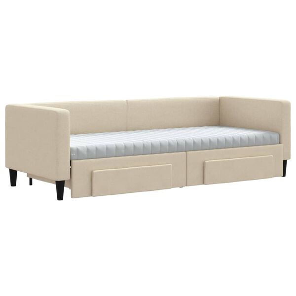 vidaXL Sof&aacute;-cama com gavet&atilde;o e gavetas 80x200 cm tecido cor creme