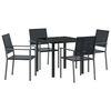 vidaXL Conjunto de Jantar para Jardim 5 pcs Preto Rattan de PE