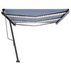 vidaXL Toldo autom. c/ LED e sensor de vento 600x350 cm azul/branco
