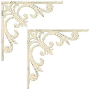 vidaXL Suportes para prateleiras de parede 2 unid. Branco Antigo
