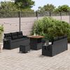 vidaXL Conjunto de Sof&aacute; de Jardim com almofada Manual 9 pcs Preto