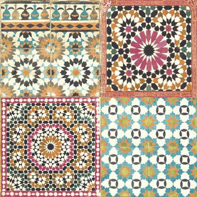 DUTCH WALLCOVERINGS Papel de parede azulejos marroquinos multicolorido