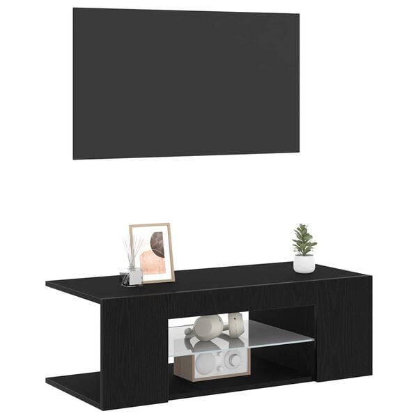 vidaXL Gabinete para TV com gaveta Carvalho Preto 90 x 39 x 30 cm