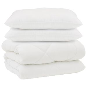 vidaXL Duvet com Travesseiros 3 pcs Branco Microfibra e Penas de Ganso
